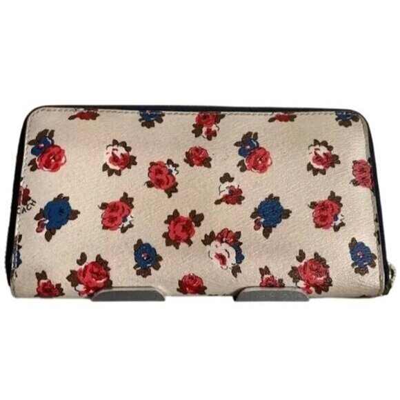 Coach accordion zip long continental wallet with Tea Rose Floral Printed canvas - Picture 2 of 14